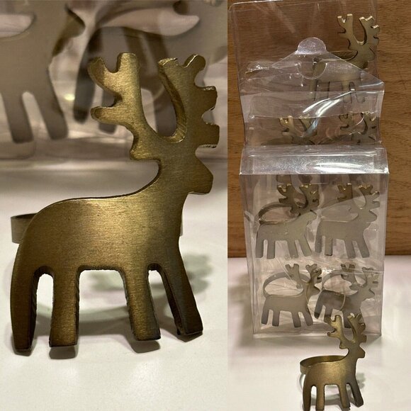 8 Reindeer Napkin Rings Holiday Christmas Table Decor Dinner Party